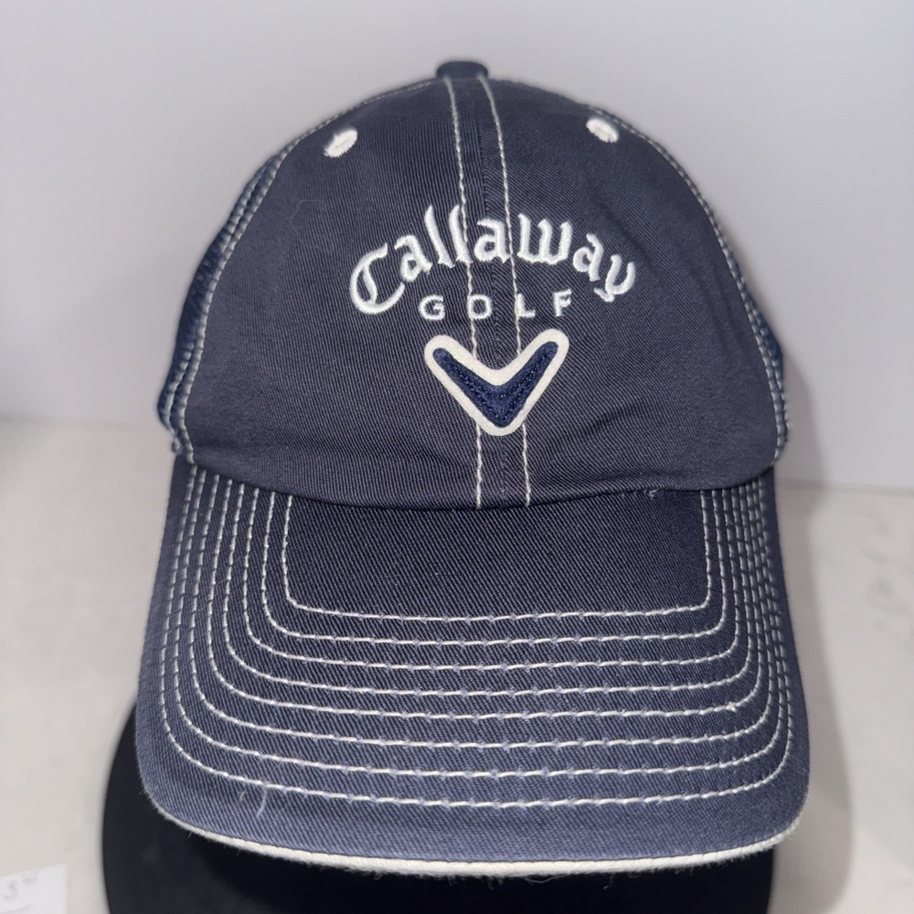 Callaway Golf Trucker Hat Mens OSFA Navy Blue Mesh Back Contrast Stitch